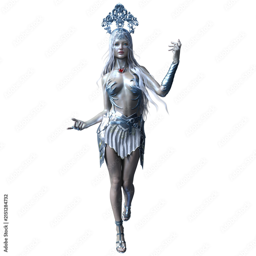 Fototapeta premium 3d rendered overlay of a fantasy ice queen with a crown, isolated on a transparent background