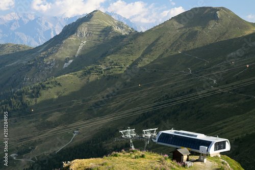 Gondola Station in Alpine Mountain Landscape