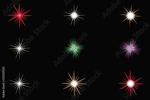Fireworks starburst explosion spark effects isolated on white background