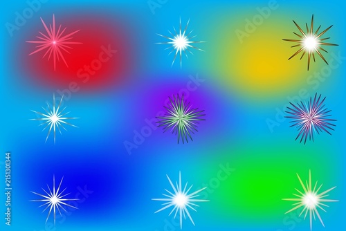 Colorful abstract fireworks explosion art isolated on white background