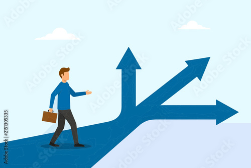 Businessman choosing direction at crossroads illustration, Vector, illustration