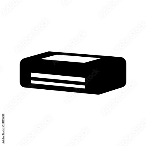 Desktop office printer black and white vector icon