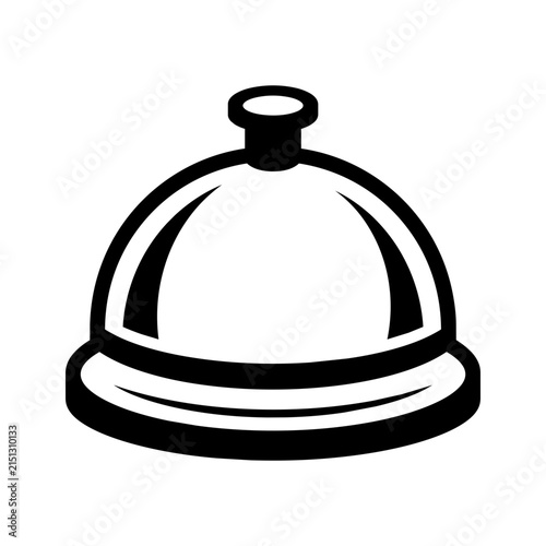 Desktop service bell black and white vector icon