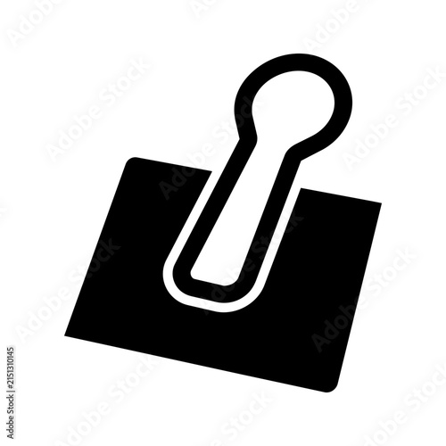 Office binder clip black and white vector icon