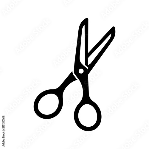 Office scissors black and white vector icon