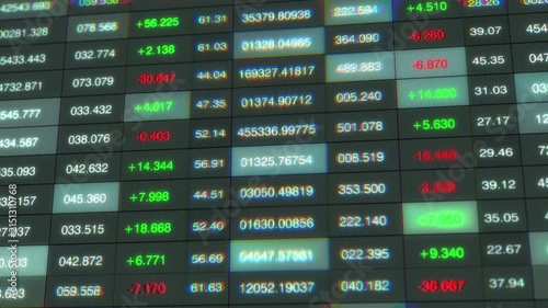 Dynamic Stock Market Dashboard Displaying Price Fluctuations and Trading Volume in Real-Time with Color-Coded Indicators Reflecting Market Movements.