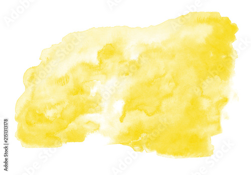 Yellow watercolor abstract background, isolated