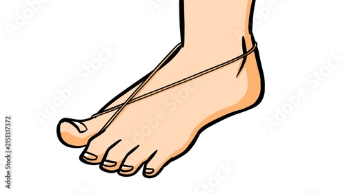 Принти на полотні Barefoot with rubber band crossed on instep