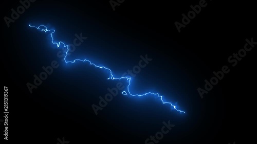 Realistic Blue Electric Lightning Arc with Glowing Energy Discharge VFX Effect, Lightning Bolt with Dynamic Energy Glow VFX Animation