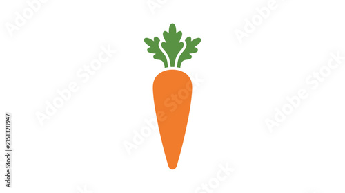 Flat vector icon of a fresh orange carrot with green leaves vegetable isolated