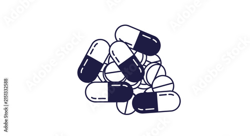 Medical Tablet Illustration Showing Capsules And Pills On A Bright White Background