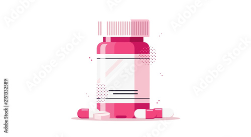 Medical Tablet Illustration Featuring Prescription Drugs And Pharmaceutical Bottle