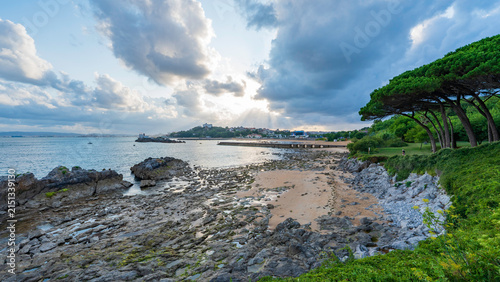 Beautiful panoramic view of La Madalena Beach, Santander, Spain