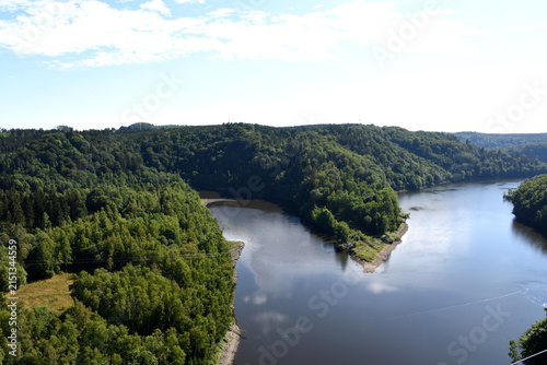 Harz, Blick von der Staumauer auf den Bode-Unterlauf