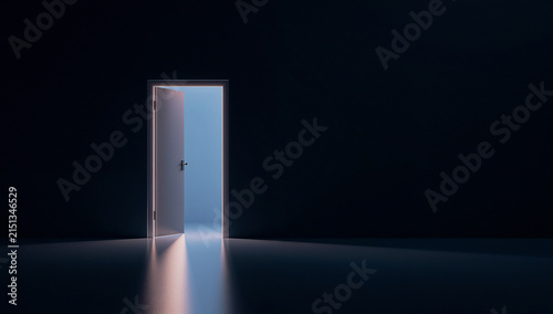 Fotografie Futuristic abstract door of opportunity illustration with minimal glowing doorwa