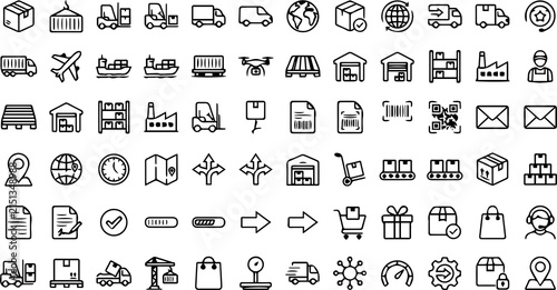 Logistics, Shipping & Warehouse Line Icons Collection | Vector Outline Set