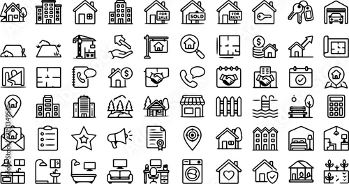 Real Estate, Property & Home Line Icons Collection | Vector Outline Set
