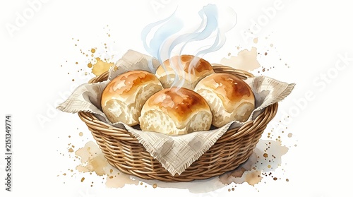 Freshly Baked Warm Dinner Rolls Served Inside A Traditional Woven Straw Basket Ready For A Family Meal Feast Featuring Soft Golden Crusts And Fragrant Steam Rising From The Oven Baked Yeast Bread