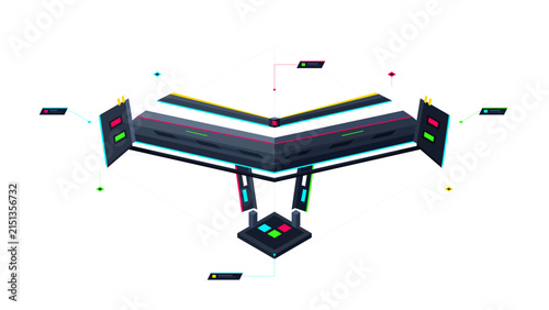 Isometric cyber hud interface with futuristic technology elements for sci fi design