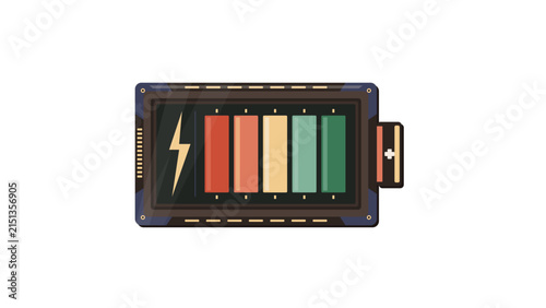 Modern colorful battery icon with a lightning bolt symbol for charging
