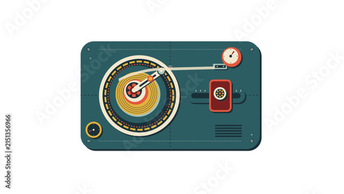 Vintage turntable player icon flat vector art