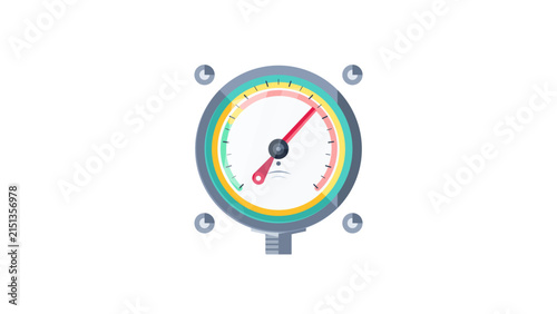 Pressure gauge measuring tool with colorful dial and pointer arrow
