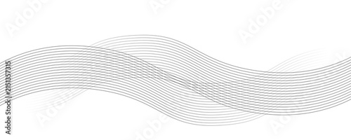 Gray wavy lines on white background. Minimal banner . Editable stroke