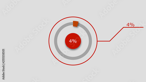 Technology Info graphic Background with 4% Loading Circle. Abstract Pie Chart Diagram Icon Illustration.