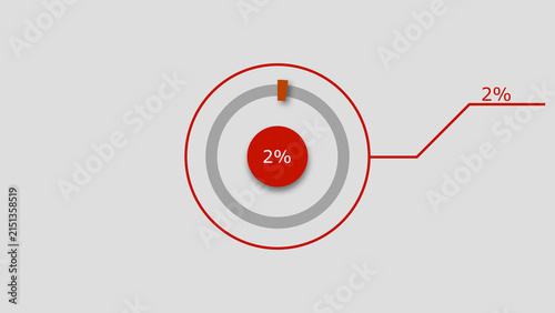 Technology Info graphic Background with 2% Loading Circle. Abstract Pie Chart Diagram Icon Illustration.