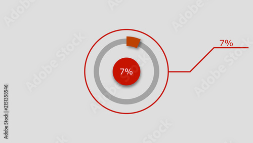 Technology Info graphic Background with 7% Loading Circle. Abstract Pie Chart Diagram Icon Illustration.