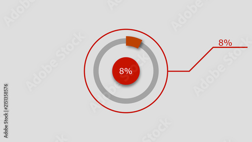 Technology Info graphic Background with 8% Loading Circle. Abstract Pie Chart Diagram Icon Illustration.