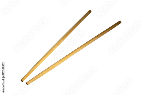 Foto Polished wooden chopsticks utensil pair isolated on clean background