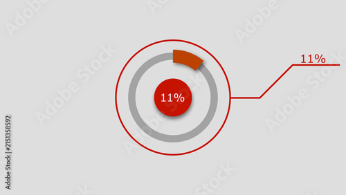 Technology Info graphic Background with 11% Loading Circle. Abstract Pie Chart Diagram Icon Illustration.