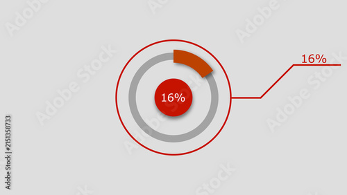 Technology Info graphic Background with 16% Loading Circle. Abstract Pie Chart Diagram Icon Illustration.