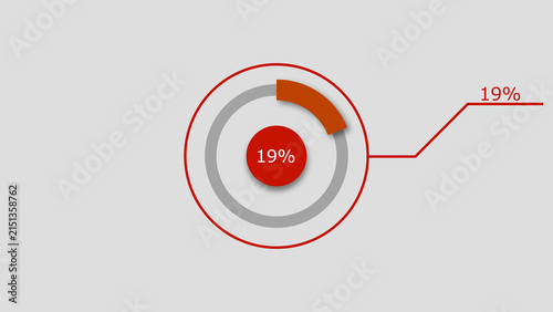 Technology Info graphic Background with 19% Loading Circle. Abstract Pie Chart Diagram Icon Illustration.