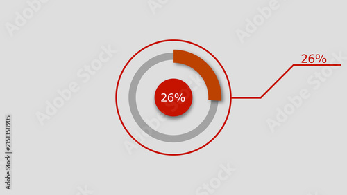 Technology Info graphic Background with 26% Loading Circle. Abstract Pie Chart Diagram Icon Illustration.