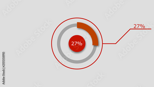 Technology Info graphic Background with 27% Loading Circle. Abstract Pie Chart Diagram Icon Illustration.