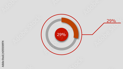 Technology Info graphic Background with 29% Loading Circle. Abstract Pie Chart Diagram Icon Illustration.