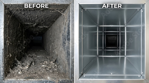 Professional air duct cleaning before and after | HVAC vent sanitation results comparison | Improving indoor air quality through duct maintenance | Residential air duct cleaning services display