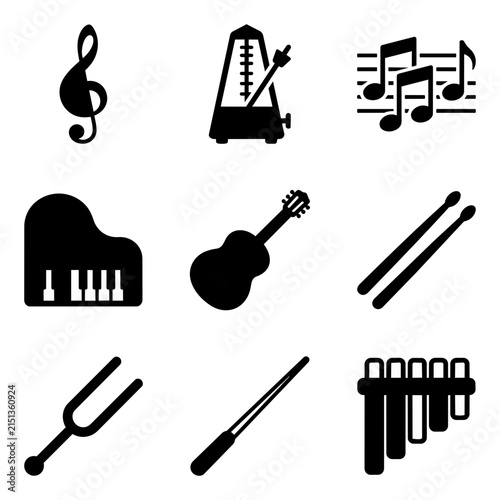 Musical instrument and symbol icons vector graphic collection