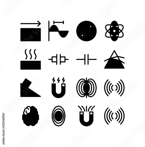 Science and technology icons abstract shapes simplified forms