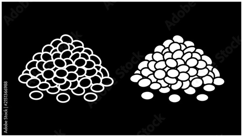 Set of two abstract piles of circular grain icon shapes