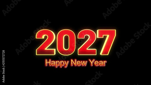 Red 2027 Celebration Text with Festive Glow