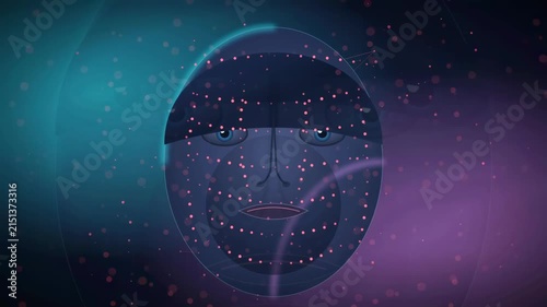 Futuristic Digital Human Face Scan with Biometric Recognition and Artificial Intelligence Data Processing