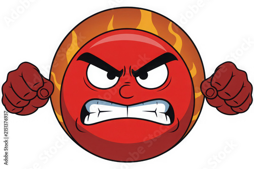 Angry red ball character close up