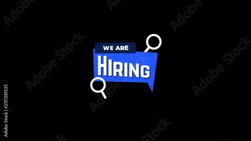 Animated We Are Hiring Graphic with Magnifying Glass Icons