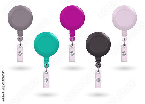 Quadro su tela Colorful retractable badge reels for identification on transparent background