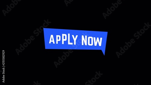 Apply Now Text Animation on Blue Speech Bubble
