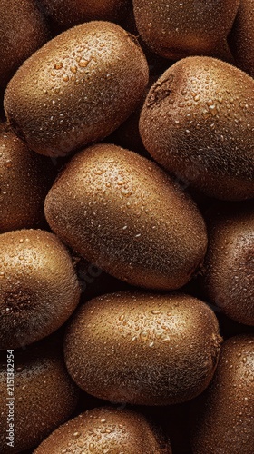 Fresh Brown Kiwi Fruits with Fuzzy Skin Texture