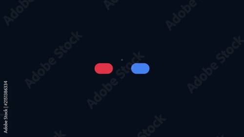 Minimalist red and blue pill animation on dark 4k background, for medical or, conceptual capsule medicine